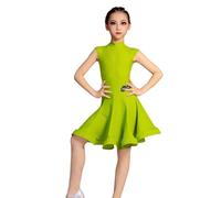 OTMYIGO Vestidos de Baile Latino para niñas, Vestido de Tango para salón de Baile, Fiesta, Escenario, práctica, Atuendo de competición,Verde,140