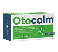Otocalm Complemento Alimenticio a base de GABA, Ginkgo Biloba, L-teanina, Zinc, Selenio, Melatonina y Vitaminas B3, B6 y B12 para el bienestar auditivo.