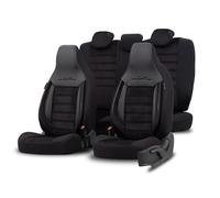 otoM Fundas de Asiento 'CityBug' universales de Velur/Tela 'Comfortline' Negro/Gris - 9 Piezas - compatibles con airbags Laterales