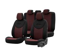 OtoM Fundas de Asiento universales de Tela 'Attraction' Negro/Granate - 11 Piezas - compatibles con airbags Laterales