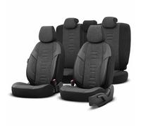 otoM Fundas de Asiento universales de Lienzo/Cuero/Tela 'Throne' Negro/Gris - 11 Piezas - compatibles con airbags Laterales