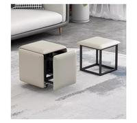 Otomana apilable 5 en 1 marrón con ruedas giratorias, taburete giratorio móvil y reposapiés para sala de estar, muebles versátiles para espacios pequeños