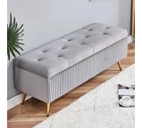 Otomana con espacio de almacenamiento de terciopelo y patas de metal doradas, taburete acolchado con reposapiés acolchado y espacio de almacenamiento para salón y dormitorio, banco en la cama (tamaño