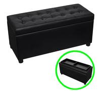 vidaXL Otomana de Almacenamiento Tapizada en Cuero Artificial Negro Taburete