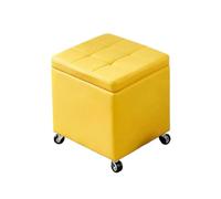 Otomana De Almacenamiento De Cuero con Ruedas Taburete Pequeño para Zapatos para Entrada Reposapiés Acolchado Taburete Multifuncional con Almacenamiento(Yellow,39.4" x 15.7" x 18.1")