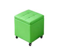 Otomana De Almacenamiento De Cuero con Ruedas Versátil Banco De Sofá Pequeño Taburete Tapizado Reposapiés Compacto para El Dormitorio Sala De Estar Entrada(Green,31.5" x 15.7" x 18.1")