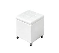 Otomana De Almacenamiento De Cuero con Ruedas Versátil Banco De Sofá Pequeño Taburete Tapizado Reposapiés Compacto Adecuado para Múltiples Escenarios(White1,23.6" x 15.7" x 18.1")