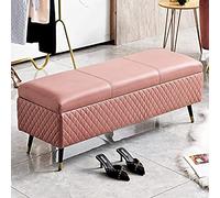 Otomana de almacenamiento de cuero rosa de alta calidad, muebles tapizados modernos para entrada y dormitorio, tamaños versátiles: 100 x 40 x 45 cm y 120 x 40 x 45 cm, solución elegante para