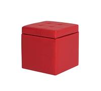 Otomana de almacenamiento de piel sintética con asiento superior abatible y diseño de cubo, color rojo, ideal para sala de estar, dormitorio, puerta delantera, entrada, ahorro de espacio y versátil