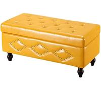 Otomana de almacenamiento de poliuretano marrón, reposapiés versátil y banco de zapatos para entrada, pasillo, dormitorio, elegante taburete de maquillaje y solución de muebles