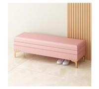 Otomana de almacenamiento de tela rosa - 100 cm con bisagras de seguridad para sala de estar, dormitorio, entrada y pasillo - Hogar elegante y funcional
