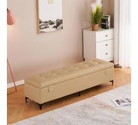 Otomana de almacenamiento extragrande de piel sintética con doble bloqueo, rectangular, para dormitorio y sala de estar, elegante solución de almacenamiento para decoración del hogar