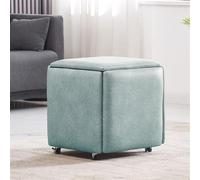 Otomana de almacenamiento, reposapiés de cubo moderno 5 en 1, asiento plegable multifuncional apilable, mesa de café para sala de estar, cuero