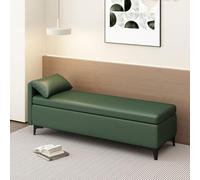 Otomana de cuero con almacenamiento para entrada,con almohada,reposapiés otomano con almacenamiento,banco para guardar juguetes,para sala de estar,dormitorio,al final de la cama(Dark Green,130cm/51in)