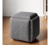 Otomana de franela 5 en 1, cubo de asiento con ruedas giratorias, silla apilable, taburete otomano anidado, reposapiés móvil y silla de tocador, otomana cuadrada de 18 x 18 pulgadas, para sala de
