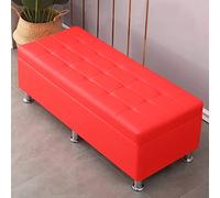 Otomana de piel sintética con asiento de almacenamiento, banco de almacenamiento con botones de entrada, taburete rectangular para reposapiés para dormitorio, sala de estar, color morado, 100 x 50 x