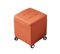 Otomana de tela con almacenamiento, reposapiés tapizado de lino de algodón, reposapiés abatible, mesa de centro de cubo pequeño, asiento adicional para sala de estar y dormitorio