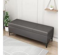 Otomana grande de cuero gris con almacenamiento, elegante taburete de sofá para sala de estar, asiento final de dormitorio, tapa para un fácil acceso, zapatero perfecto y solución de almacenamiento