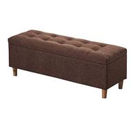 Otomana grande de tela de lino con tapa con bisagras y patas de madera, asiento de almacenamiento masivo para dormitorio, sala de estar, cambiador de zapatos, taburete para dormitorio, cama o sofá,