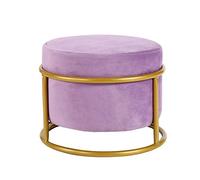 Otomana moderna de terciopelo con patas de metal, reposapiés redondo de altura ajustable para sala de estar, dormitorio, entrada, color azul, 28 x 28 x 25 cm