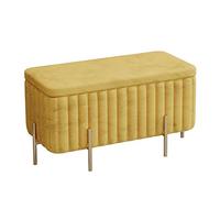 Otomana moderna de terciopelo, taburete cuadrado tapizado con patas doradas, reposapiés clásico y asiento adicional para sala de estar y dormitorio