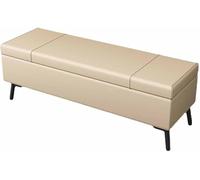 Otomana plegable de almacenamiento, taburete cambiador de zapatos multifuncional con asiento abatible, piel artificial, soporta hasta 150 kg para entrada, sala de estar