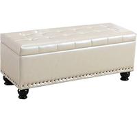 Otomana plegable multiusos de almacenamiento, taburete de sofá de poliuretano resistente con tapa abatible, ideal para juguetes, organización de zapatos en dormitorio, sala de estar, soporta hasta 150