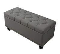 Otomana rectangular de almacenamiento con tapa con bisagras, banco de cuero artificial para zapatos, marco de madera maciza, parte superior copetuda, taburete de 60 cm