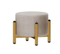 Otomana redonda con patas de metal dorado, reposapiés moderno, funda extraíble lavable, silla de tocador multiusos o reposapiés