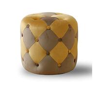 Otomana redonda de terciopelo copetudo para sala de estar, dormitorio, entrada, moderna y cómoda, reposapiés con taburete decorativo multifunción, mesa de café, chocolate, 45 x 45 x 41 cm