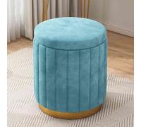 Otomana redonda de terciopelo para almacenamiento, elegante taburete de piel para dormitorio, sala de estar, entrada, oficina, diseño creativo y moderno