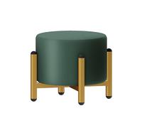 Otomana redonda moderna de terciopelo con altura ajustable, patas de metal dorado, funda extraíble y lavable, taburete versátil para tocador, sala de estar o reposapiés