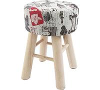 Otomanos altos con cubierta de taburetes lavables, taburetes redondos de pie acolchado otomanos con pierna de madera, taburetes de paso modernos para el sofá de la sala de estar, otomans-retro