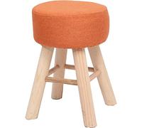Otomanos altos con cubierta de taburetes lavables, taburetes redondos de pie acolchado otomanos con pierna de madera, taburetes de paso modernos para el sofá de la sala de estar, otoman-naranja