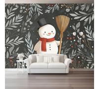 otomural Papel Pintado 3D Dibujos animados muñeco de nieve invierno Patrón - Gris Papel Tapiz Decorativo Moderno para Pared, Mural de Pared para 200 x 140 cm, Decoración del Hogar