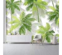 otomural Papel Pintado 3D Elementos tropicales palmera sin costuras Patrón - Verde Papel Tapiz Decorativo Moderno para Pared, Mural de Pared para 250 x 175 cm, Decoración del Hogar
