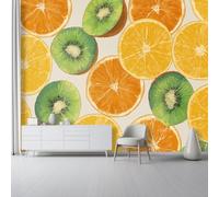 otomural Papel Pintado 3D Primer plano fruta rebanada Patrón - Amarillo Naranja Papel Tapiz Decorativo Moderno para Pared, Mural de Pared para 250 x 175 cm, Decoración del Hogar
