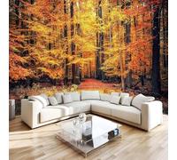 Otoño Bosque Papel Pintado 500 x 280 cm 3D Árbole Mural de pared Fotomurales Tejido No Tejido Fuera De La Ventana Papel Tapiz Grande Murales Fotográfico Moderno Decoración de Paredes W-413