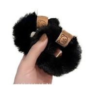 Otoño e Invierno Felpa Parche Oso Toalla Anillo Coletero Estilo Coreano Accesorios para el Cabello Diadema Gruesa Cuerda de Pelo Alta Elástica (2 piezas-Negro)