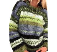 OtoñO E Invierno Moda Mujer SuéTer ArcoíRis Cuello Redondo Rayas Casual CáLido Tejido SuéTer Mujer