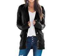 OtoñO E Invierno Nuevas Mujeres Chaqueta De Punto Casual De Color SóLido BotóN De Giro SuéTer De La Rebeca De Las Mujeres