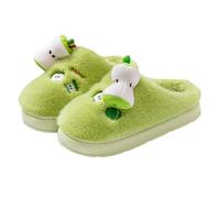 Otoño E Invierno Para Mujer Forma De Núcleo De Manzana Tridimensional Cómodas Y Cálidas Zapatillas De Felpa Zapatillas De Interior Suaves Y Esponjosas Informales Para Mujer (Verde,38-39)