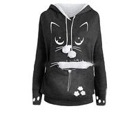 Otoño e invierno sudadera con capucha para hombres y mujeres Europa y Estados Unidos bebé gato perro bolsillo grande par sudadera con capucha abrigo tendencia, gris oscuro, XS