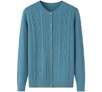 Otoño E Invierno Suéter De Punto Suelto De Un Solo Pecho Suéter Rojo Abrigo Cárdigan De Color Sólido Suéter De Cachemira Para Mujer,Azul,L