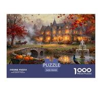 Otoño en Winchester Puzzle De Madera Impermeable DIY Puzzles De 1000 Piezas para Adultos Desafiante Y Estimulante Rompecabezas para Juegos Desafiantes