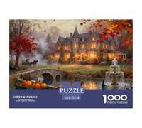 Otoño en Winchester Puzzle De Madera Impermeable Puzzles De 1000 Piezas para Adultos Colorido Rompecabezas para Decoración del Hogar