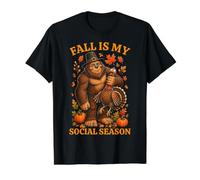 Otoño Es Mi Temporada Social Bigfoot Acción De Gracias Camiseta gráfica económica, Hombre, Negro, S