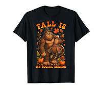 Otoño Es Mi Temporada Social Bigfoot Acción De Gracias Camiseta gráfica económica, Hombre, Negro, S