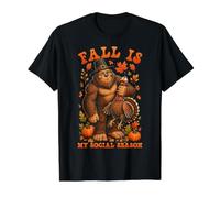 Otoño Es Mi Temporada Social Bigfoot Acción De Gracias Camiseta gráfica económica, Hombre, Negro, S