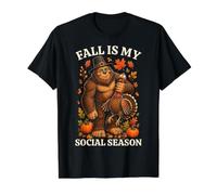 Otoño Es Mi Temporada Social Bigfoot Acción De Gracias Camiseta gráfica económica, Hombre, Negro, S